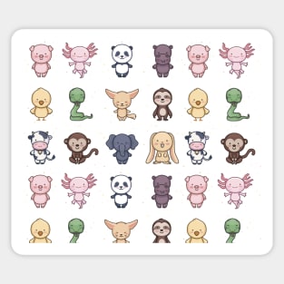 Cute Baby Animals Pink Pig Axolotl Cow Rabbit Sloth Snake Chick Panda Animal Social Distancing FaceMask Teachers Sticker